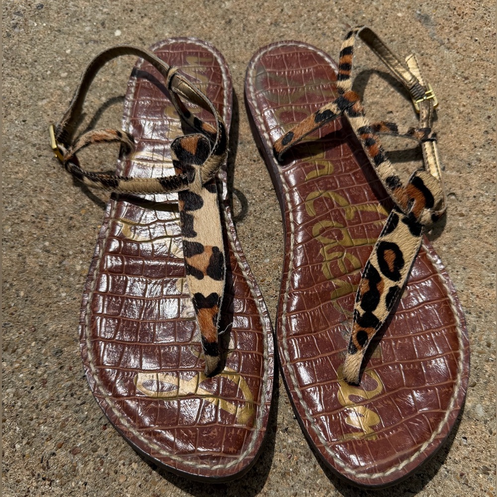 Sam Edelman Leopard Print Thong Sandal - Brown/Black size 8 - Picture 3 of 3